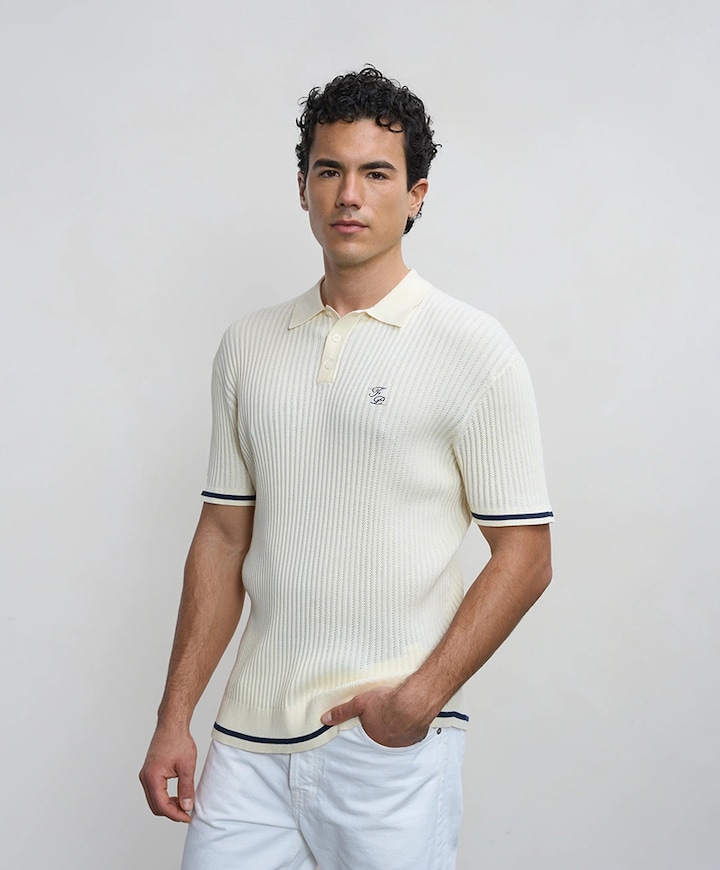 Heren polo ecru