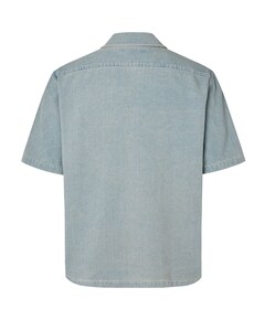 Heren overhemd korte mouw blauw