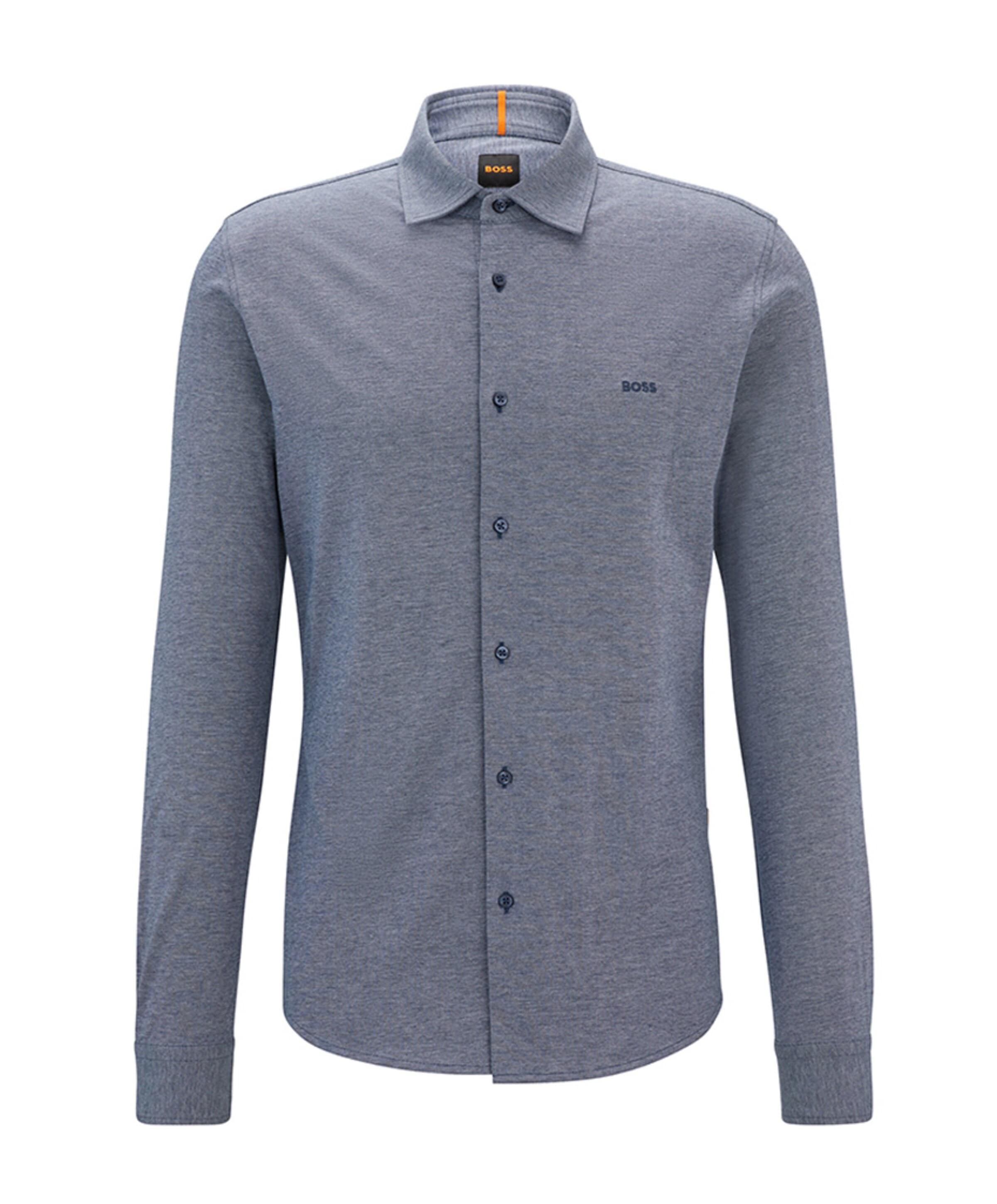 Heren overhemd lange mouw blauw