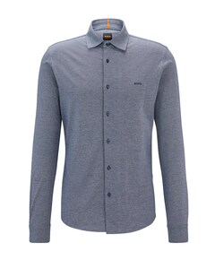 Heren overhemd lange mouw blauw