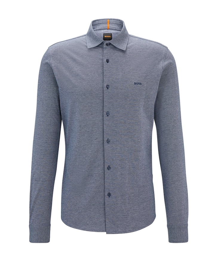 Heren overhemd lange mouw blauw