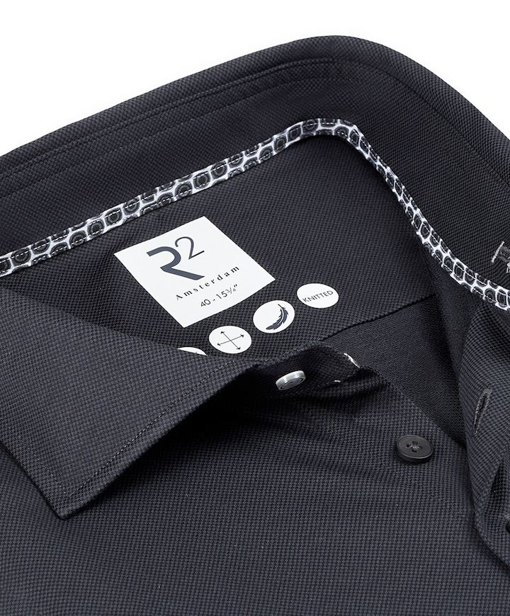 Heren overhemd lange mouw grijs