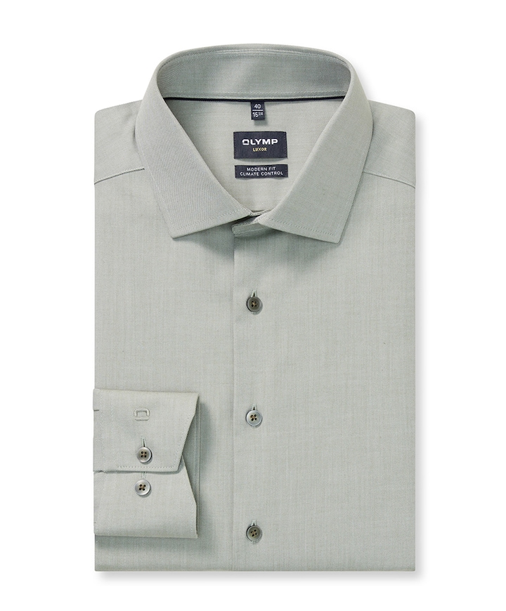 Heren overhemd lange mouw groen