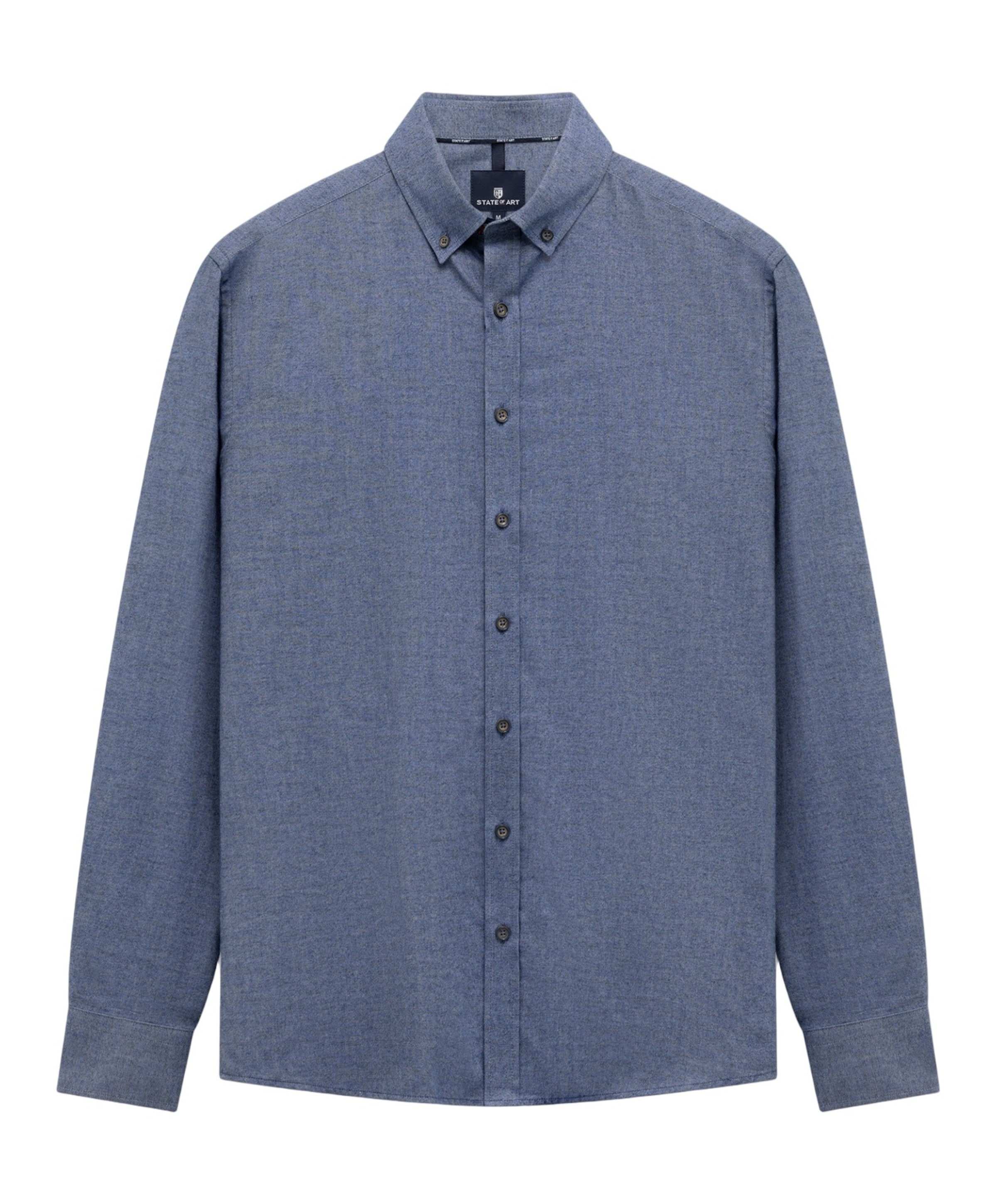 Heren overhemd lange mouw blauw