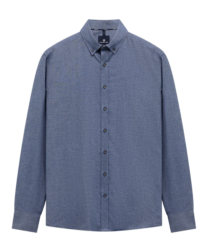 Heren overhemd lange mouw blauw