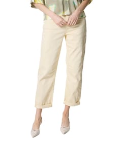 Caitlina Sidepatch Colour dames jeans geel