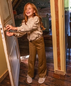 Little lurex sweatpants meisjes broek bruin