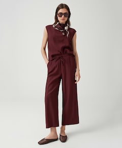 Marou crinkled dames broek bordeaux