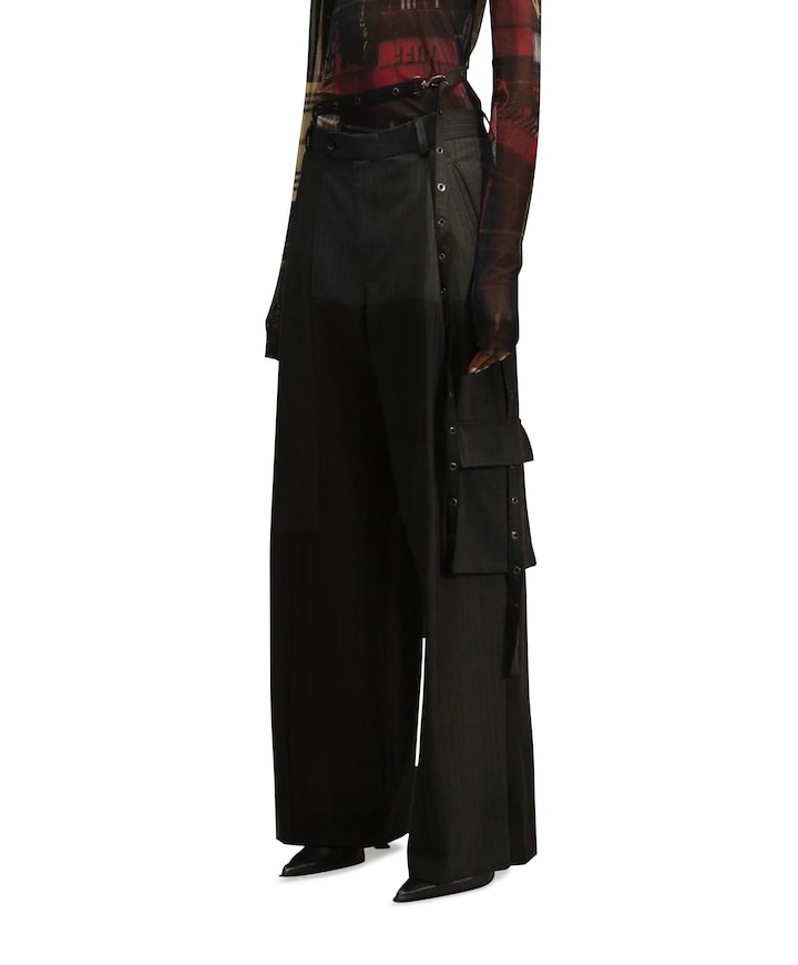 Patchwork Eyelets broek zwart