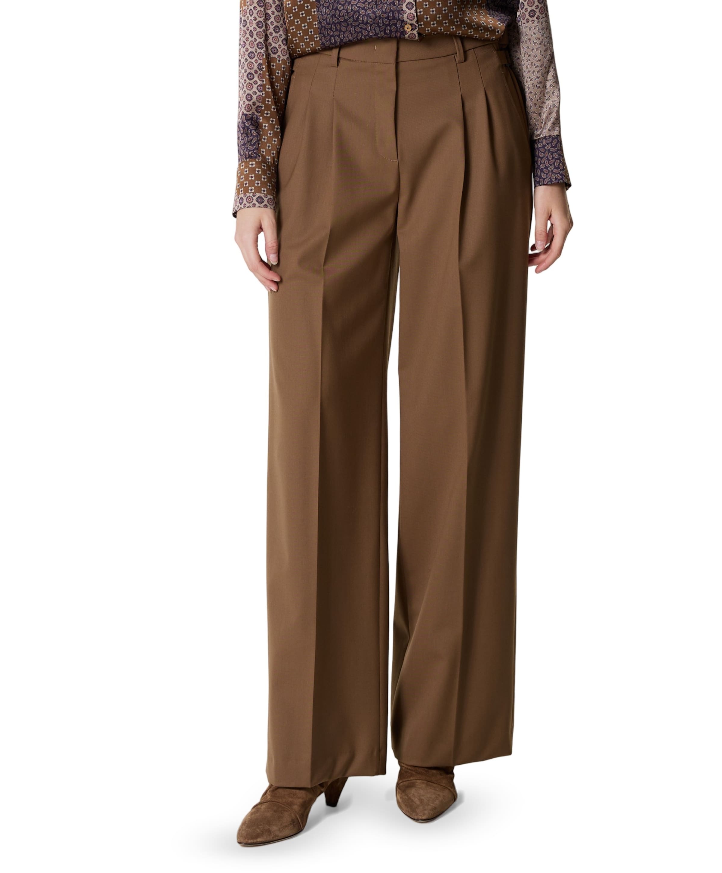 Wideleg aus Woll-Mix dames broek beige