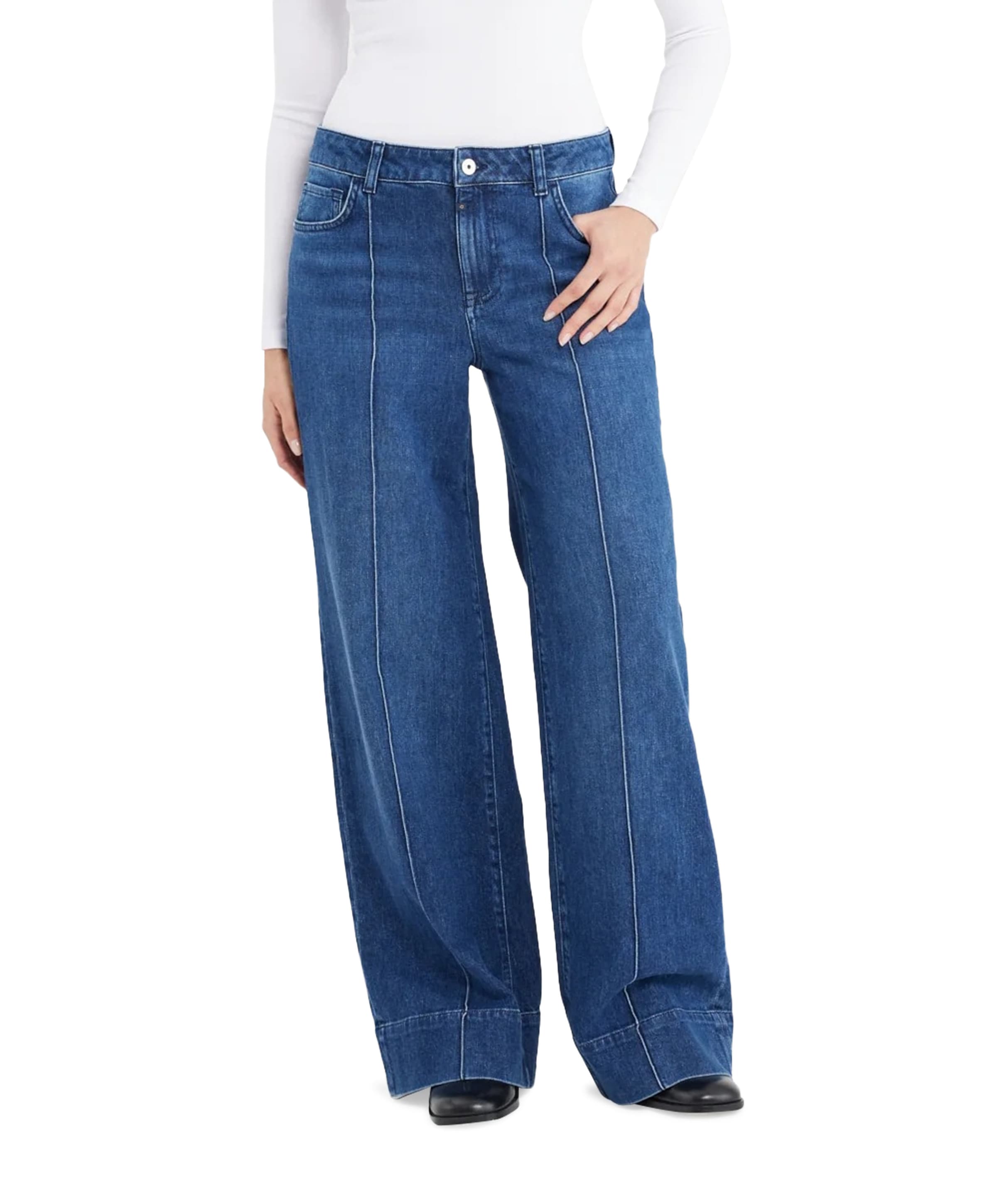 wide straight dames jeans blauw