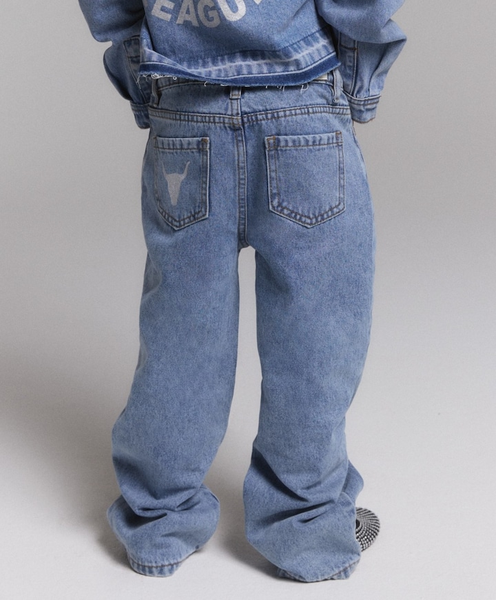 woven flowy denim meisjes jeans blauw