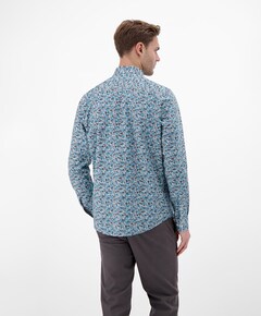 Heren overhemd lange mouw blauw