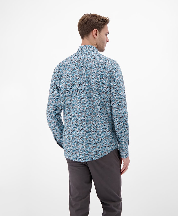 Heren overhemd lange mouw blauw