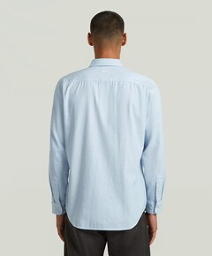 Heren overhemd lange mouw blauw