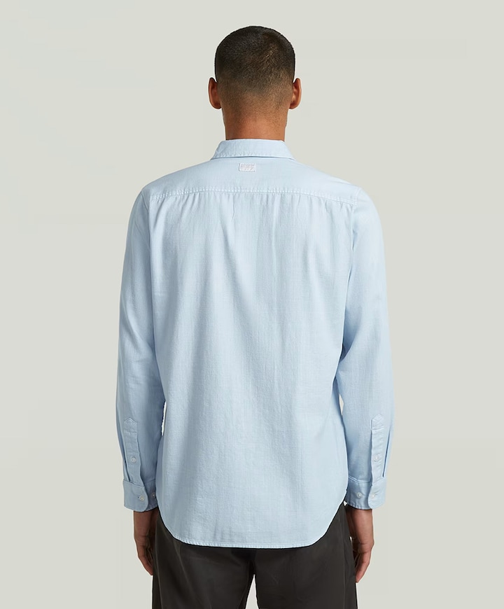 Heren overhemd lange mouw blauw