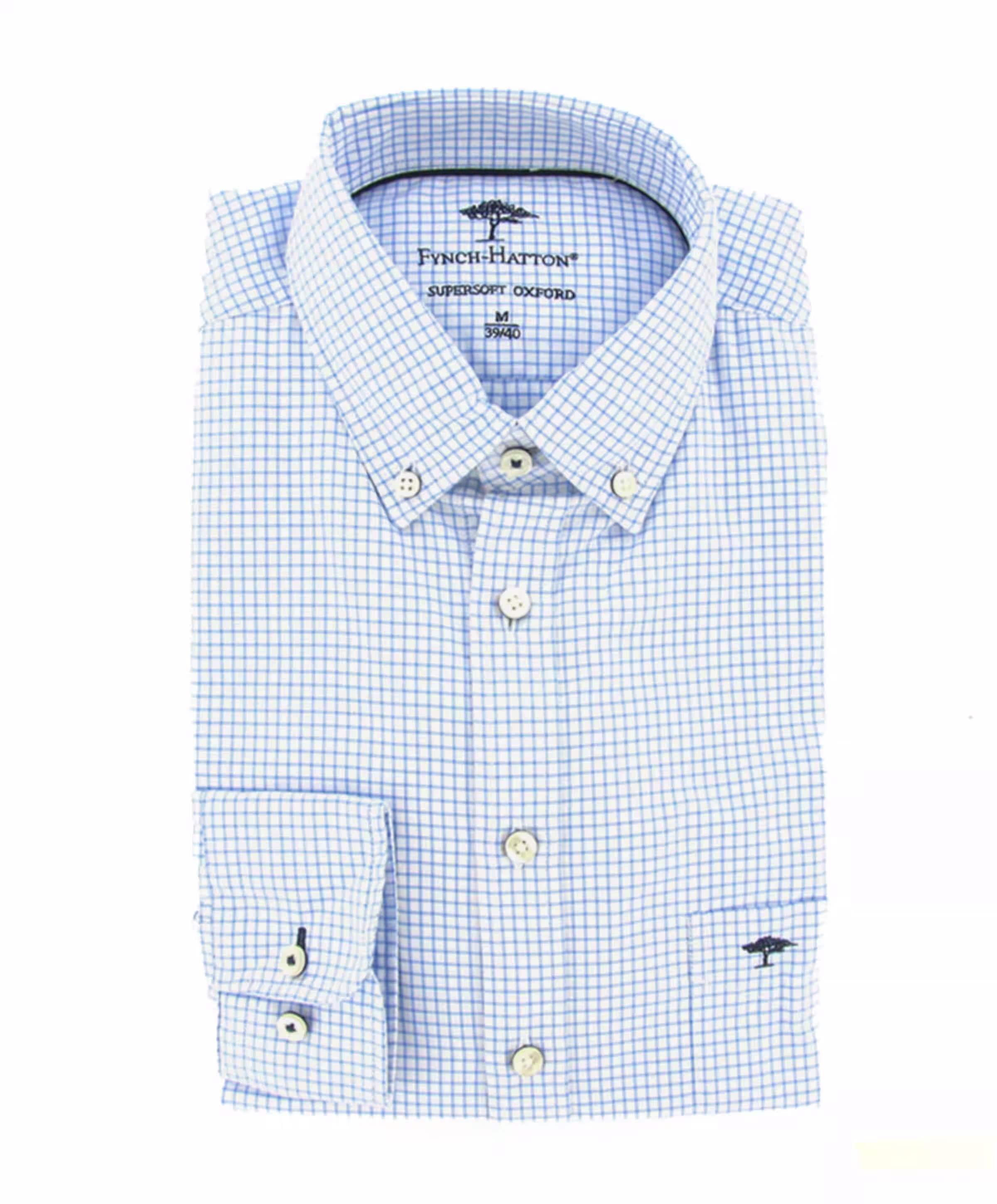 Heren overhemd lange mouw blauw