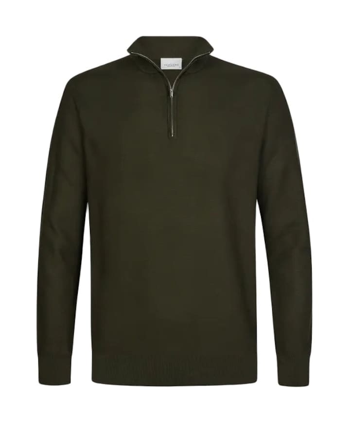 Heren trui met rits groen