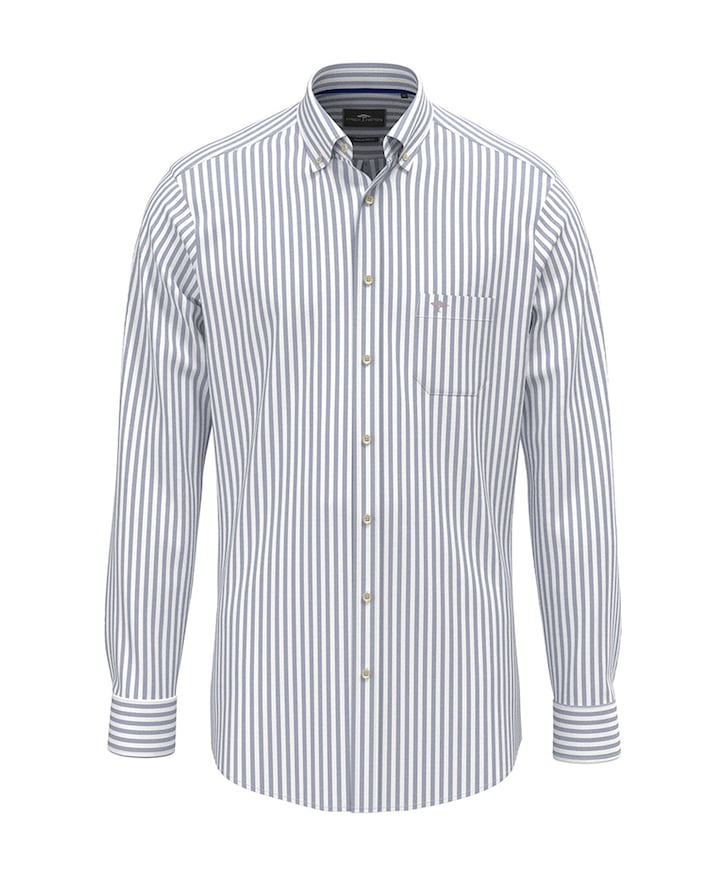 Heren overhemd lange mouw blauw