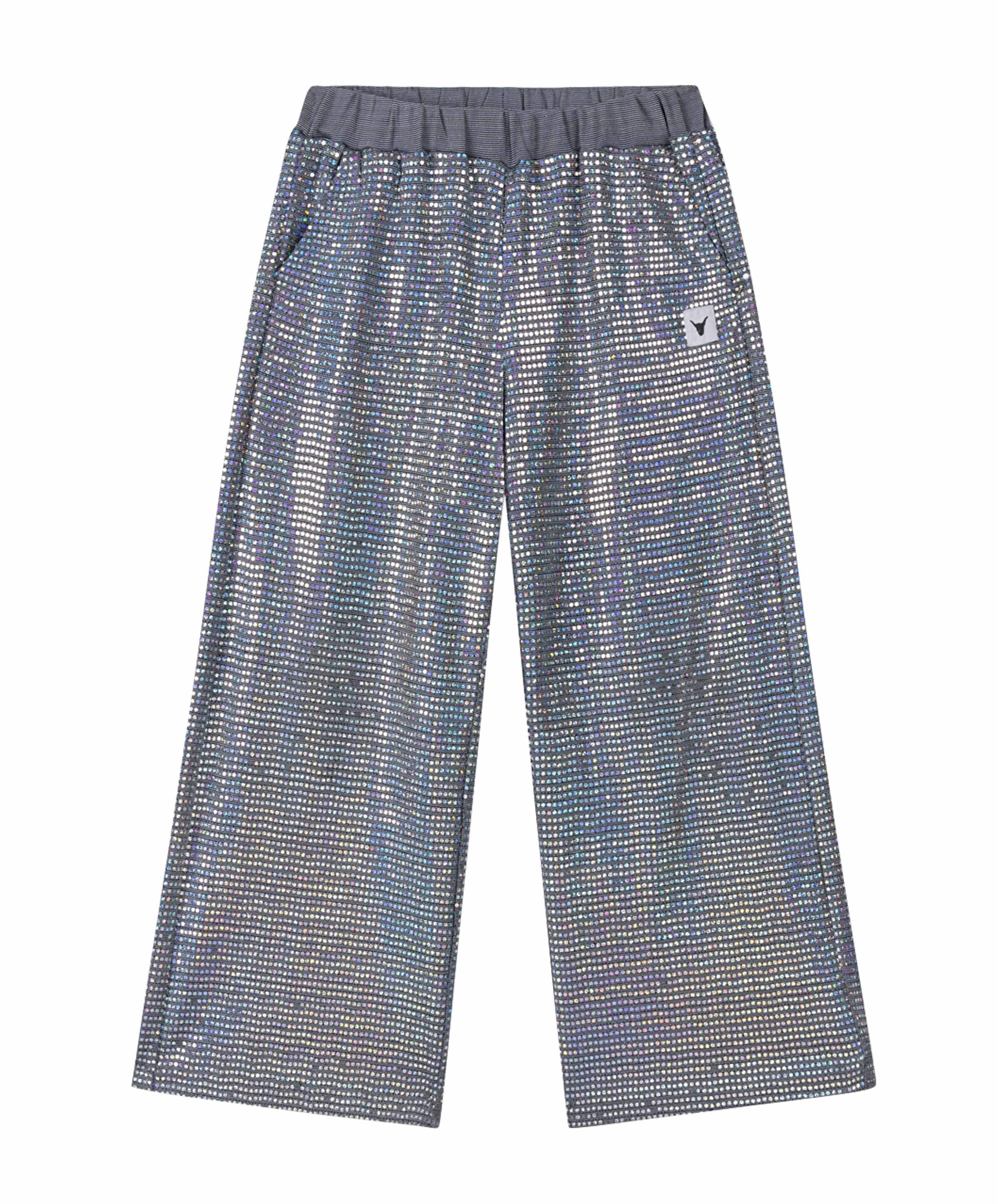 wide leg sparkle broek zilver