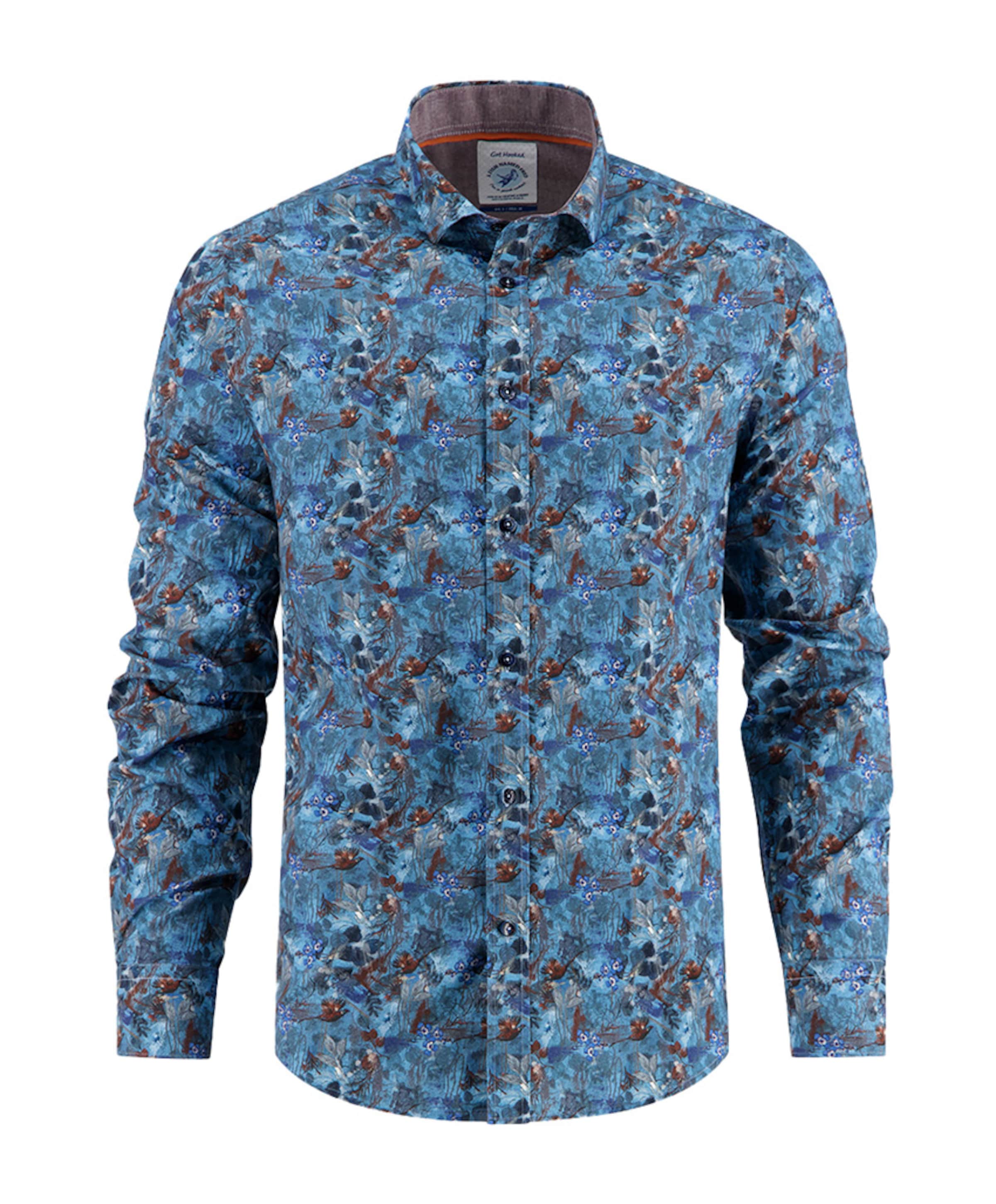 Heren overhemd lange mouw blauw