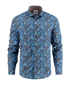 Heren overhemd lange mouw blauw