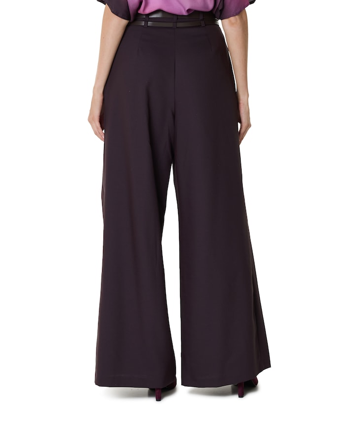 wol mix-effen-plooi dames pantalon paars