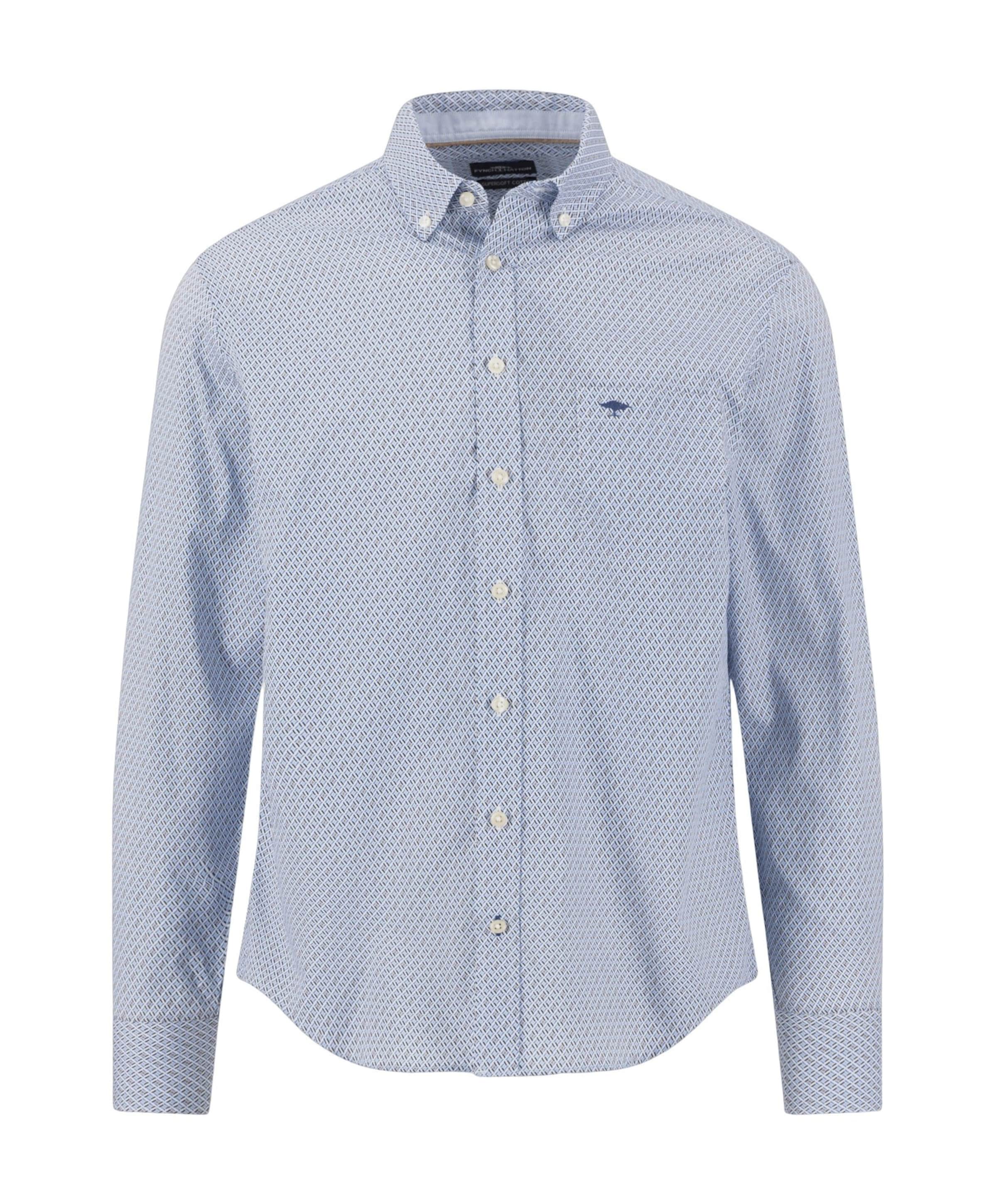 Heren overhemd lange mouw blauw