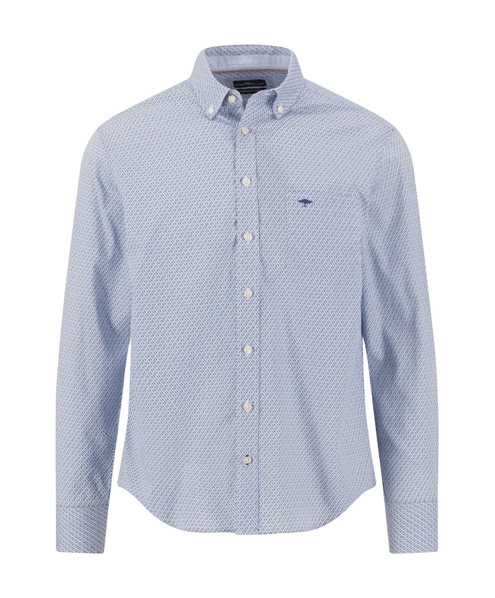 Heren overhemd lange mouw blauw
