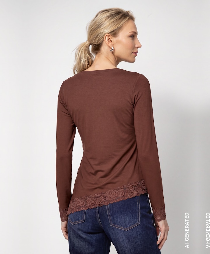 Dames longsleeve bruin