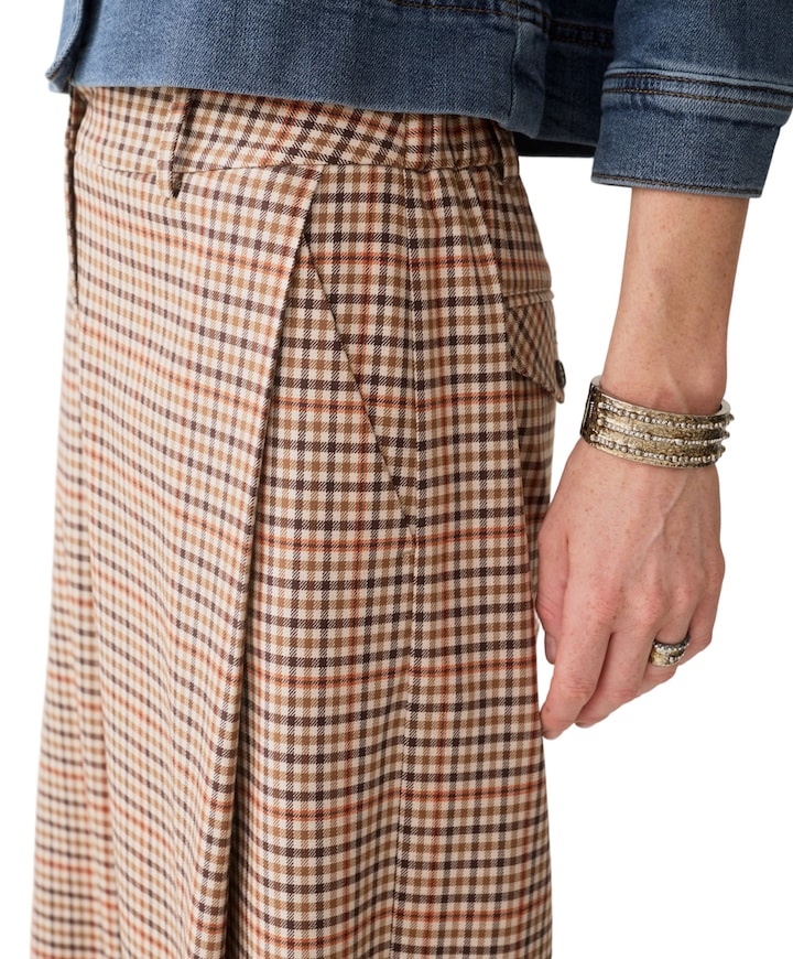 Check goji berry dames broek bruin