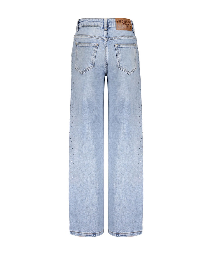 Attitude Wide Leg Glitter meisjes jeans blauw