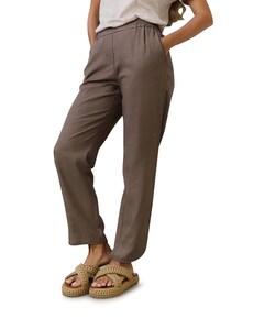 Woven with curved hem broek bruin