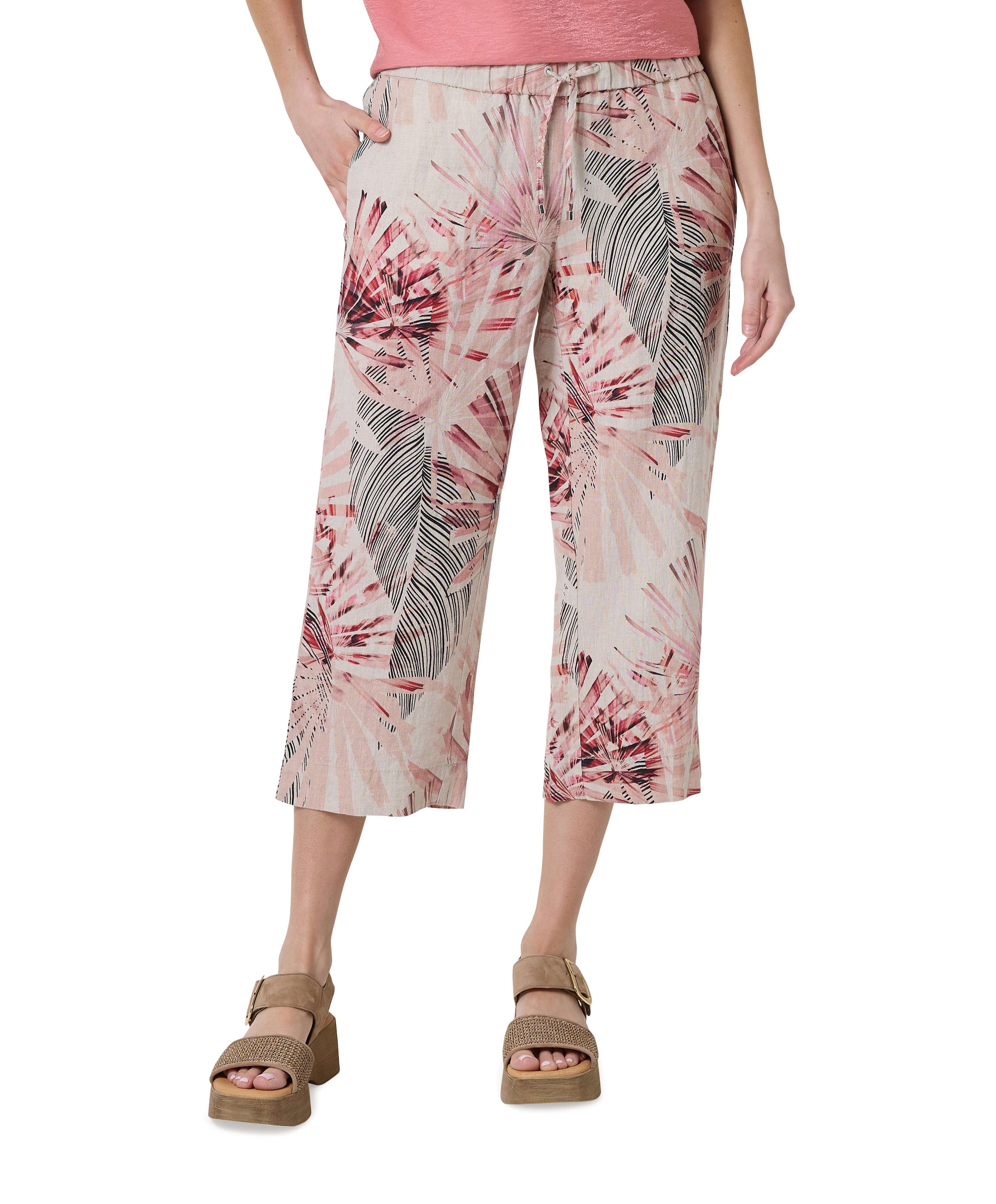 Pia Wide Leg 3/4 dames broek bordeaux