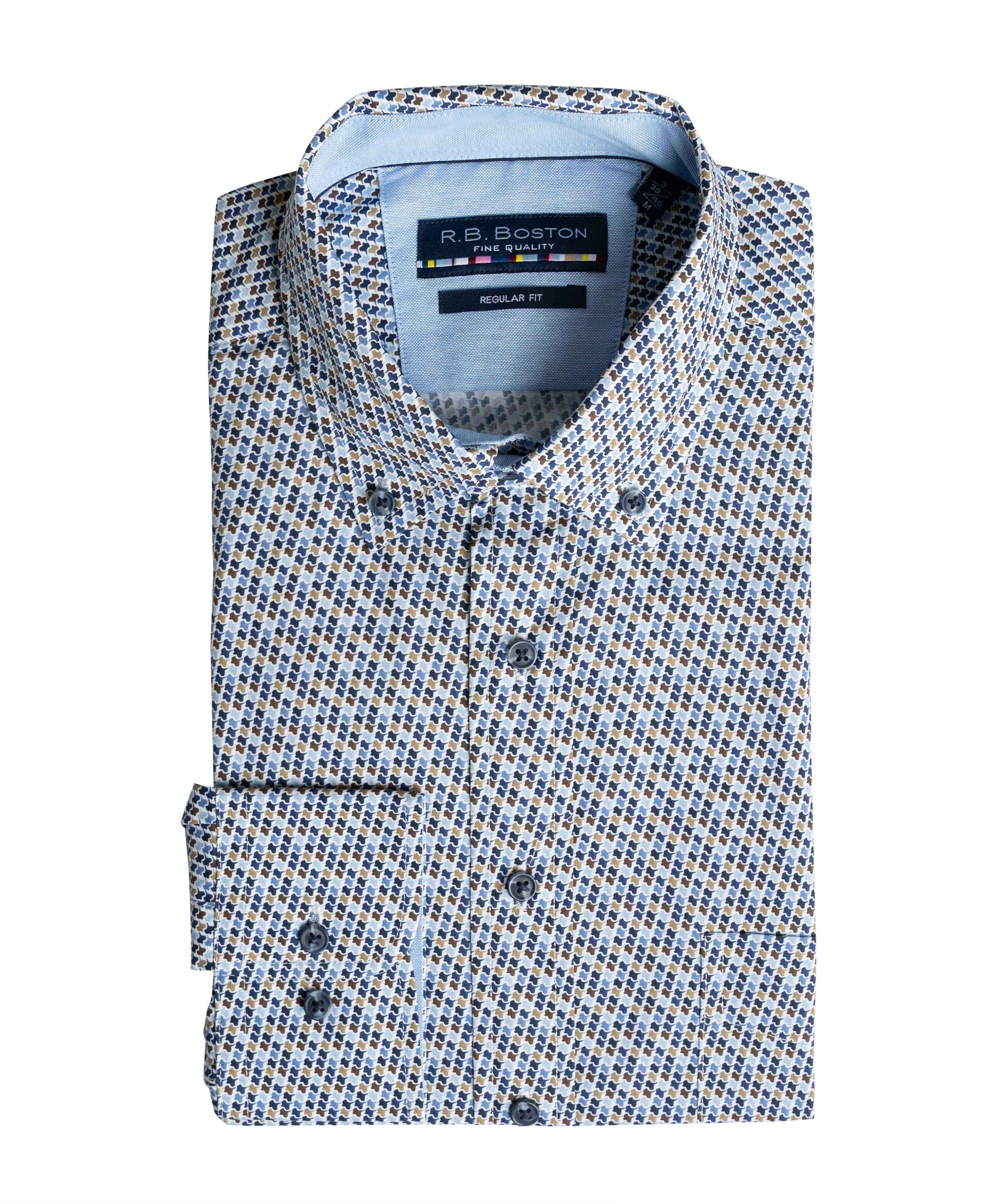 Heren overhemd lange mouw blauw