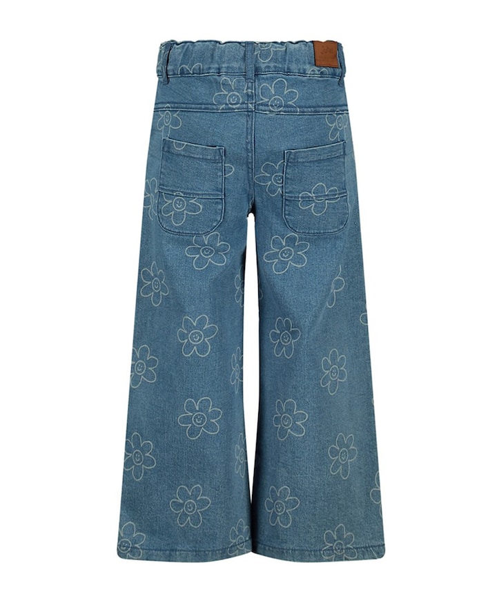 Jeans wide leg AOP meisjes jeans blauw
