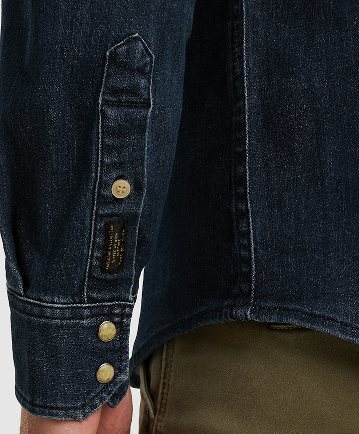 Heren overhemd lange mouw blauw