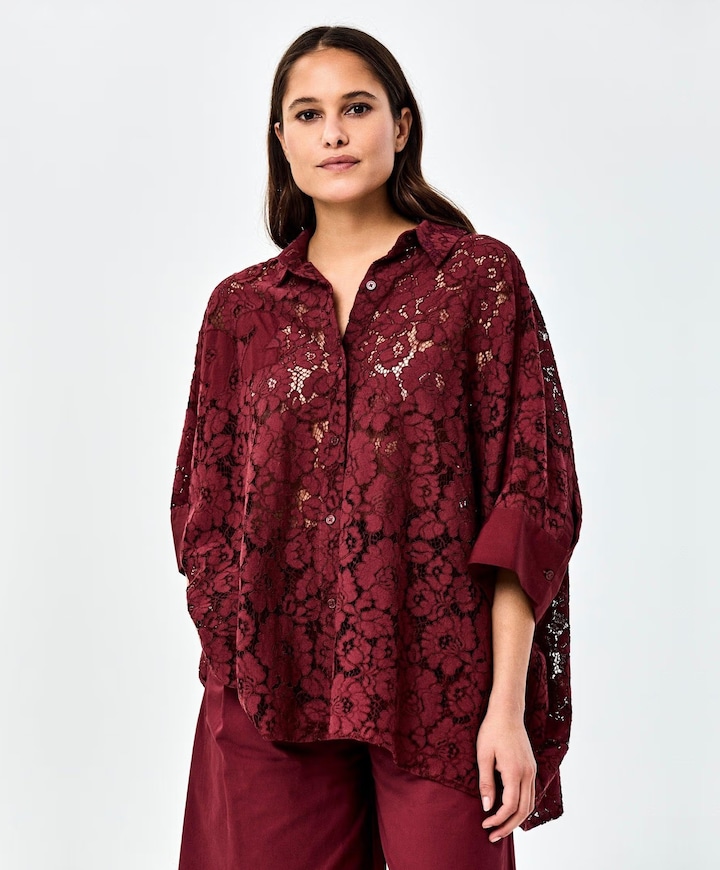 Dames blouse bordeaux