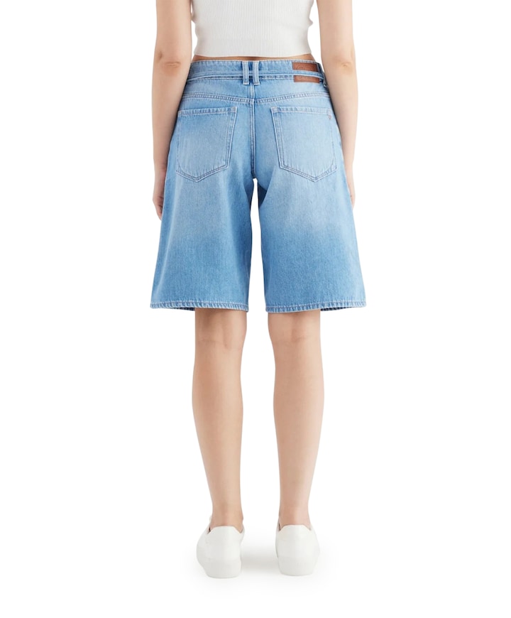 wide straight dames jorts blauw