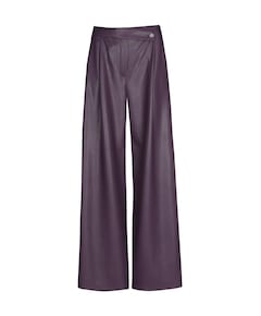 Vegan leather-effen-asymmetrisch dames broek paars