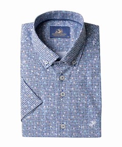 Heren overhemd korte mouw blauw