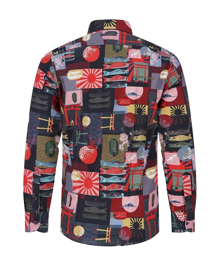 Heren overhemd lange mouw multicolor