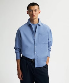 Heren overhemd lange mouw blauw