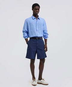 Heren overhemd lange mouw blauw