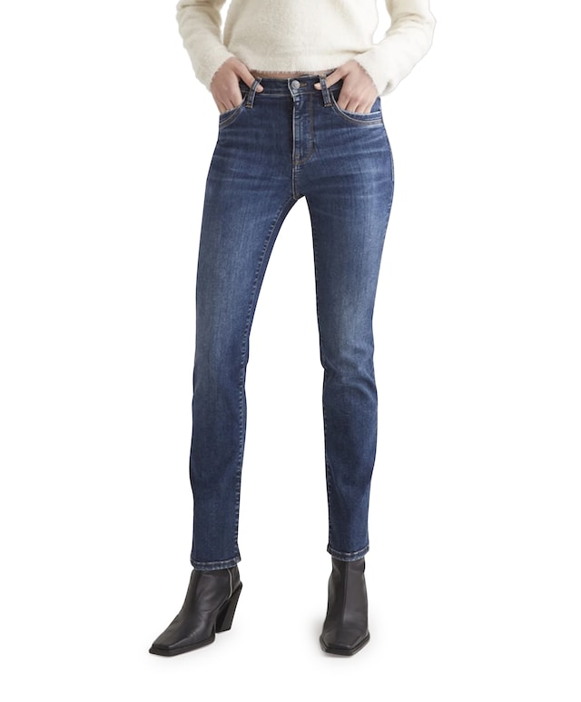 High waist straight jeans blauw
