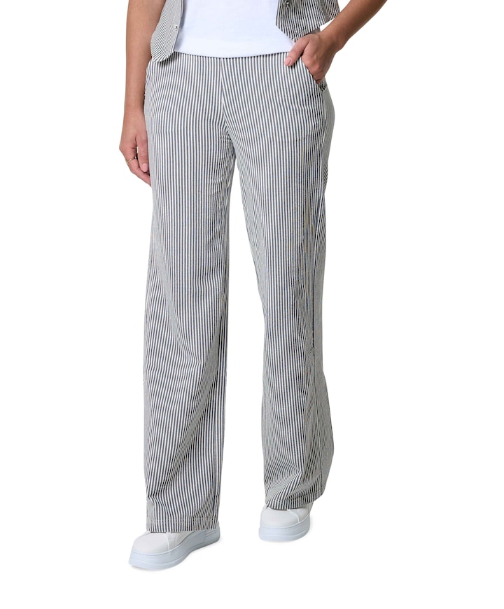 Strepen wide leg broek blauw