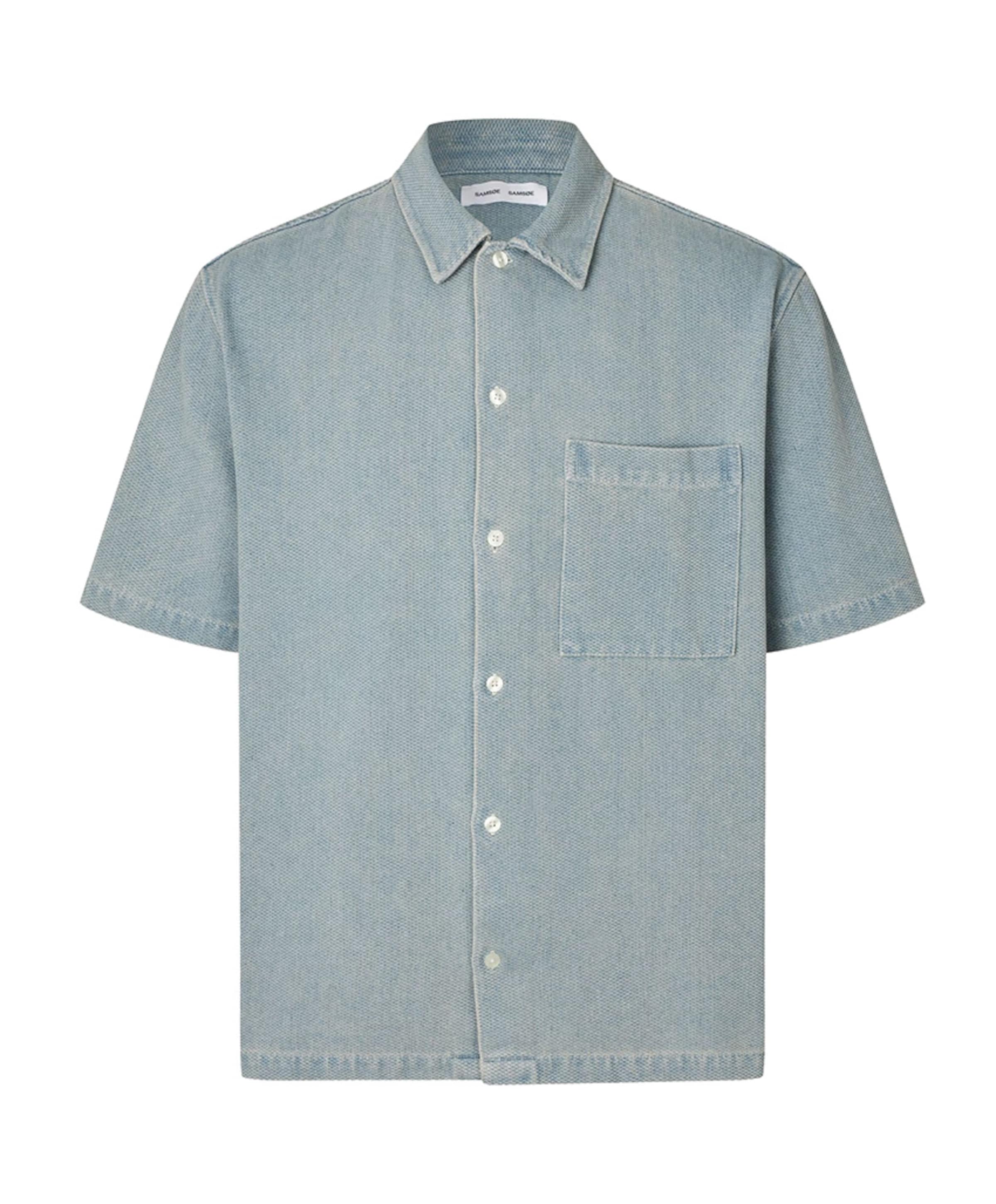 Heren overhemd korte mouw blauw