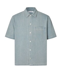 Heren overhemd korte mouw blauw