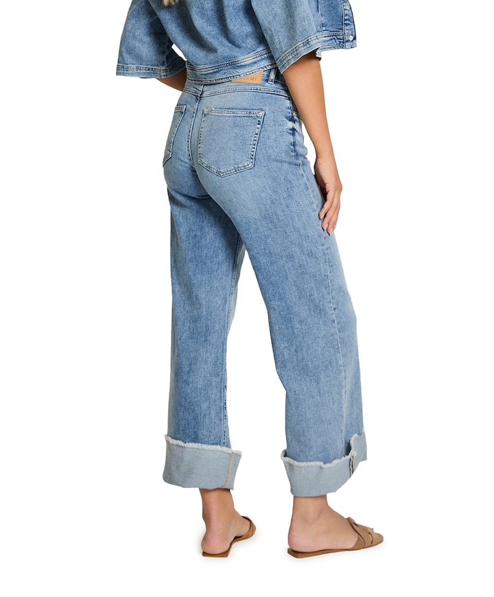 Mira (Turn Up) - D1 dames jeans blauw