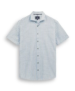 Heren overhemd korte mouw blauw